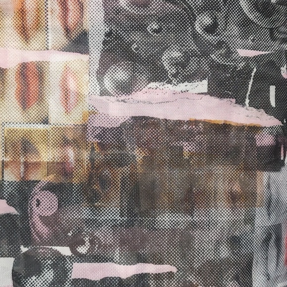 The Ragged Priest Multicolored Mesh Abstract Eyes Lips Print Long Sleeve Top 14 - Picture 4 of 9